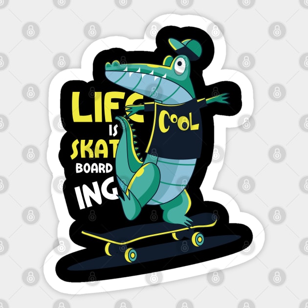 Life Is Skate Boarding Cool Sticker by Unestore